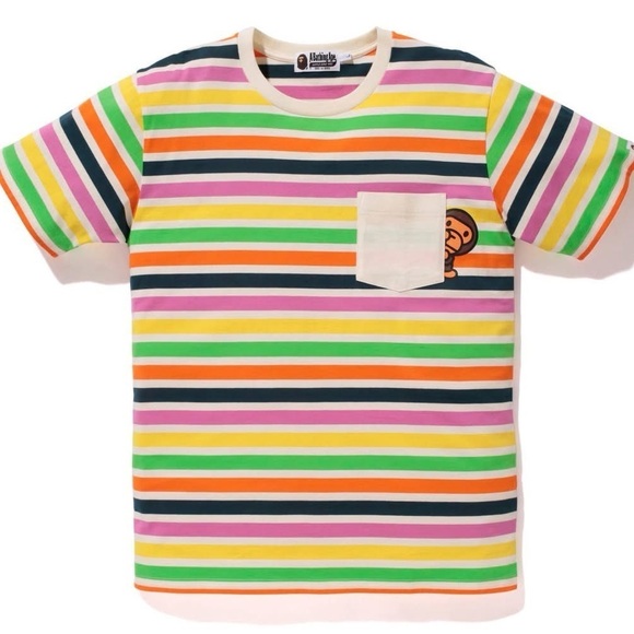 Bape Baby Milo Striped Pocket Tee Shirt 
SzSmall - Picture 1 of 7